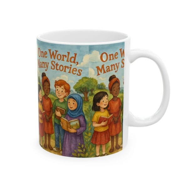 Inspirational Ceramic Mug - 'One World, Many Stories' - Perfect for Book Lovers & Educators - Image 4