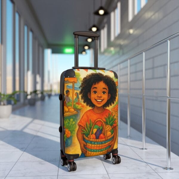 Kid's Colorful Suitcase with Happy Market Scene - Image 3